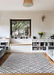 Prairie Retro Lattice Grey Ivory Area Rug