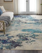 Celestial CES02 Ivory/Teal Blue Area Rug