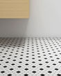 Circuit White w/black 1x1 Hexagon Matte Tile