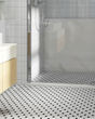 Circuit White w/black 1x1 Hexagon Matte Tile