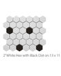 Circuit White w/black 2x2 Hexagon Matte Tile