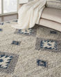 Oslo Shag OSL03 Ivory/Blue Area Rug
