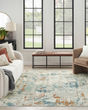 Quarry QUA01 Beige Blue Rust Area Rug