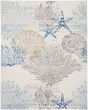 Seaside SDS04 Ivory Grey Blue Area Rug