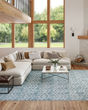 Washable Charm WCH01 Blue Ivory Area Rug