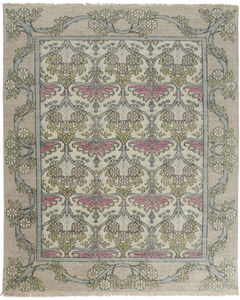 Beall 6714F Ivory/Pink/Green Rug