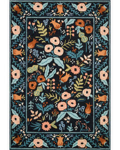 Les Fleurs LES-01 Black Area Rug