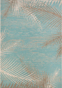 Monaco Tropical Palms Aqua Area Rug