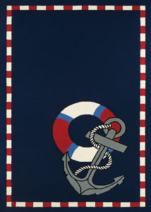 Outdoor Escape Anchors Away Navy Area Rug