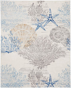 Seaside SDS04 Ivory Grey Blue Area Rug