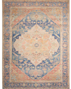 Vintage Washables VWS13 Blue Coral Area Rug