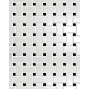Circuit White w/black Basketweave Matte Tile