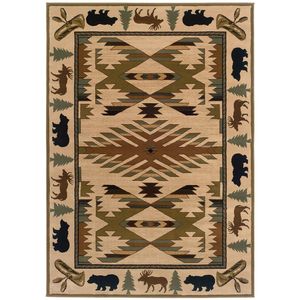 Hudson 1072a Ivory/Green Area Rug