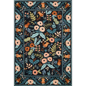 Les Fleurs LES-01 Black Area Rug