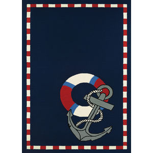Outdoor Escape Anchors Away Navy Area Rug