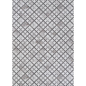 Prairie Retro Lattice Grey Ivory Area Rug