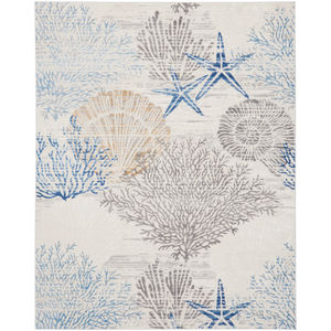 Seaside SDS04 Ivory Grey Blue Area Rug