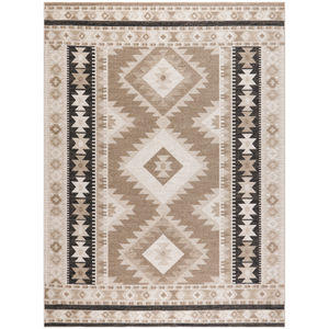 Washable Decor WSD06 Beige Black Area Rug