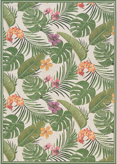 Dolce Flowering Fern Ivory/Hunter Green Area Rug