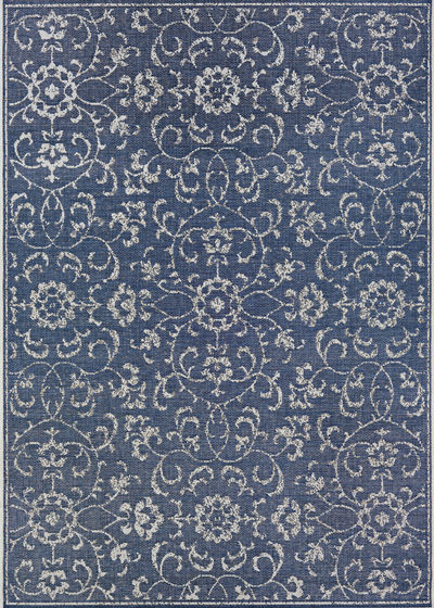 Monte Carlo Summer Vines Navy/Ivory Area Rug