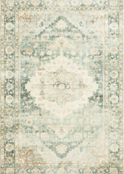 Rosette ROS-08 Teal/Ivory Area Rug