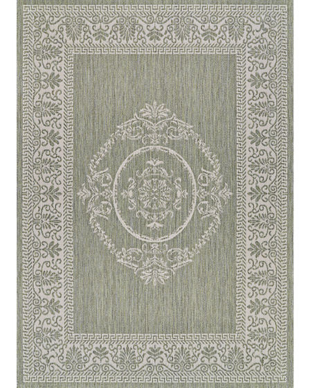 Recife Antique Medallion Sage Leaf/Ivory Rug