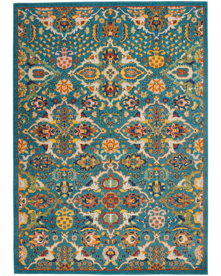Allur ALR03 Turquoise Ivory Area Rug