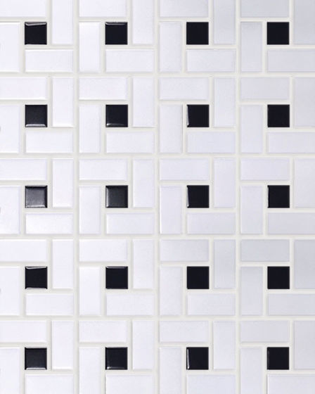 Circuit White w/black Pinwheel Matte Tile