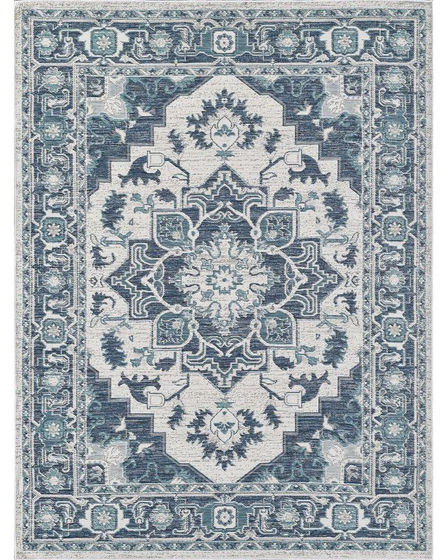 Dahlia 1401 Ivory/Blue Medallion Area Rug