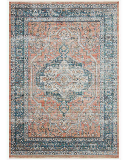 Elise ELI-01 Coral/Blue Area Rug