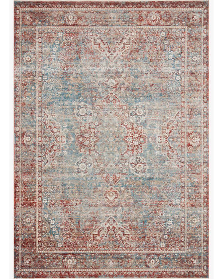 Elise ELI-04 Sky/Red Area Rug