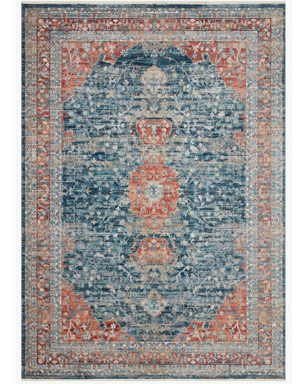 Elise ELI-05 Navy/Red Area Rug