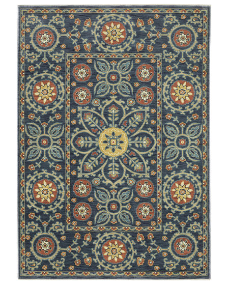 Francesca fr11b Blue/Rust Area Rug