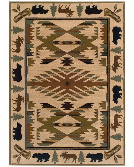 Hudson 1072a Ivory/Green Area Rug
