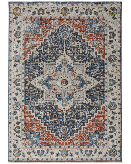 Kaia 39HTF Ivory/Blue/Red Area Rug