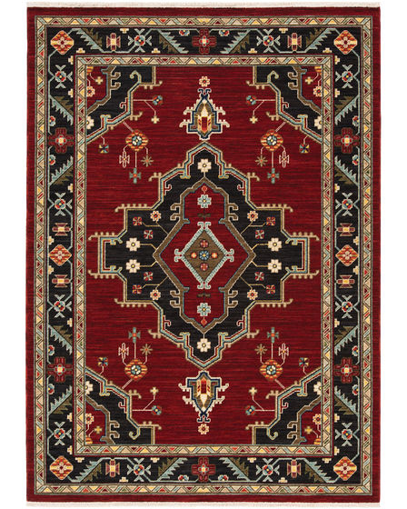 Lilihan 92R Red/Black Area Rug