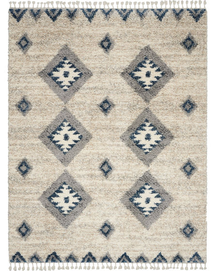 Oslo Shag OSL03 Ivory/Blue Area Rug