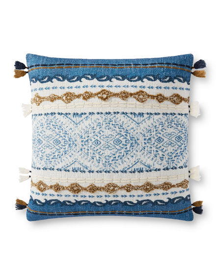 P0930 Blue/Natural 18"x18" Pillow