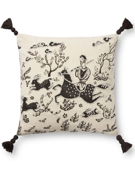 PLL0025 Ivory/Black 18"x18" Pillow