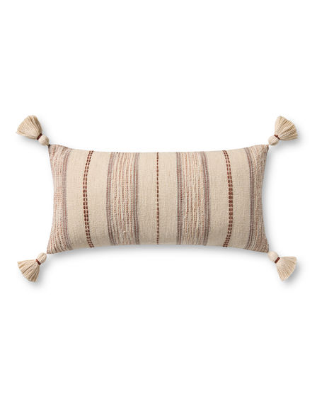 PLL0157 Ivory/Multi 12"x27" Lumbar Pillow