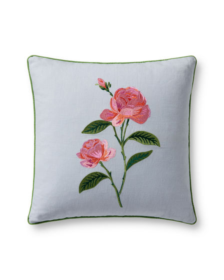 Garden Rose PRP0063 Blue/Multi 18" Pillow