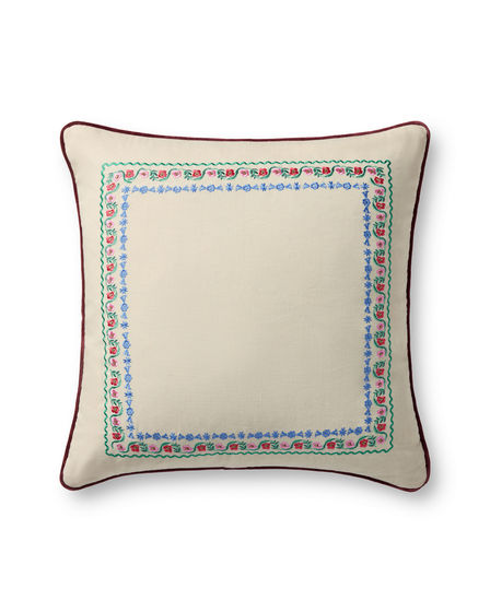 Delphine Border Cream/Multi 22" Pillow
