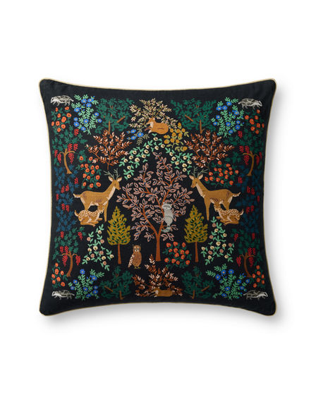 Woodland PRP0069 Black/Multi 22" Pillow