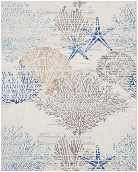 Seaside SDS04 Ivory Grey Blue Area Rug