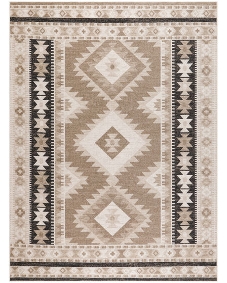 Washable Decor WSD06 Beige Black Area Rug