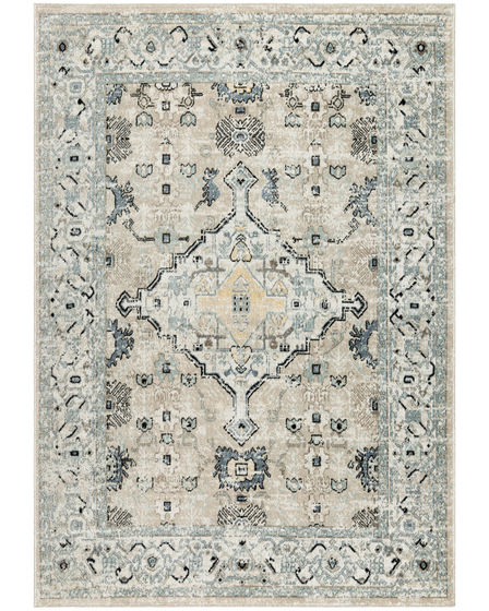 Washable Decor WSD12 Taupe Blue Area Rug