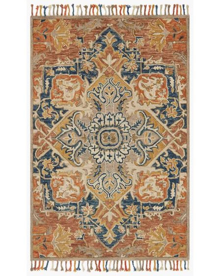 Zharah ZR-10 Rust/Blue Area Rug