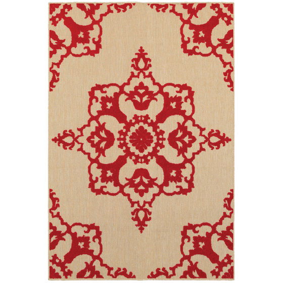 Cayman 97r Sand/Red Area Rug
