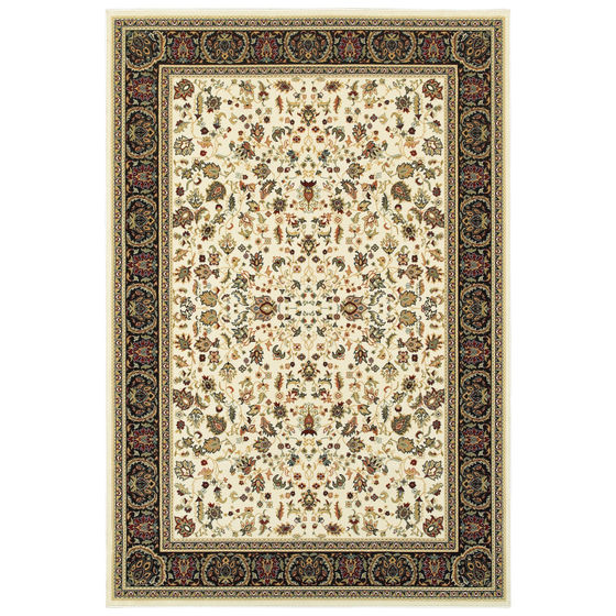 Kashan 108x Ivory/Black Area Rug