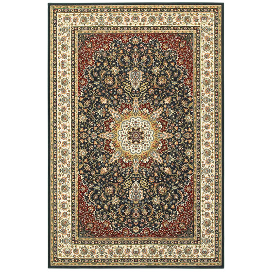 Kashan 119u Navy/Ivory Area Rug
